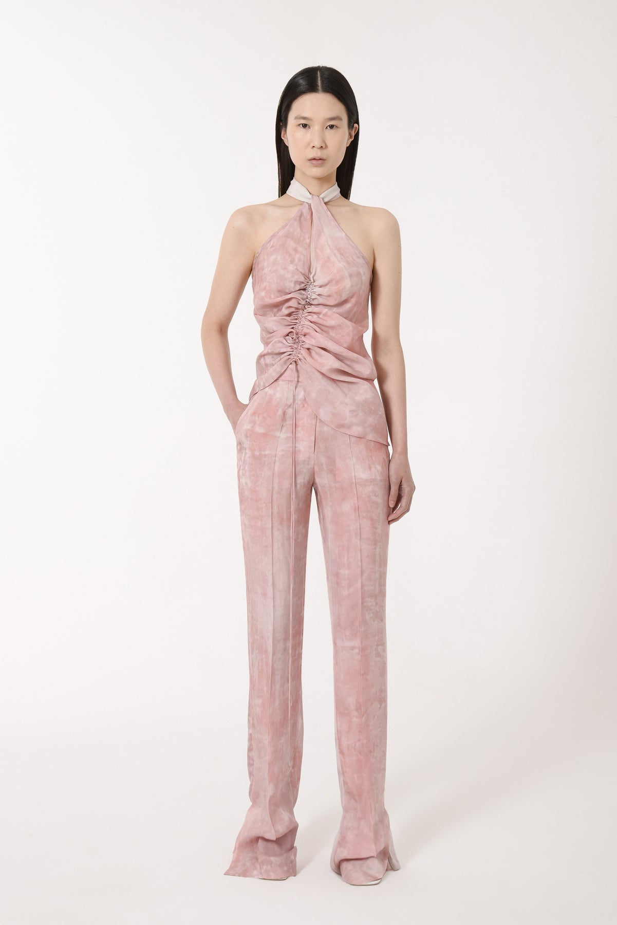 パンツ Fallett Cut out layered string pants pink FA2401PT04PI Shape Hot Pink Sculpted Foldover Waist Flare Pants | Shape