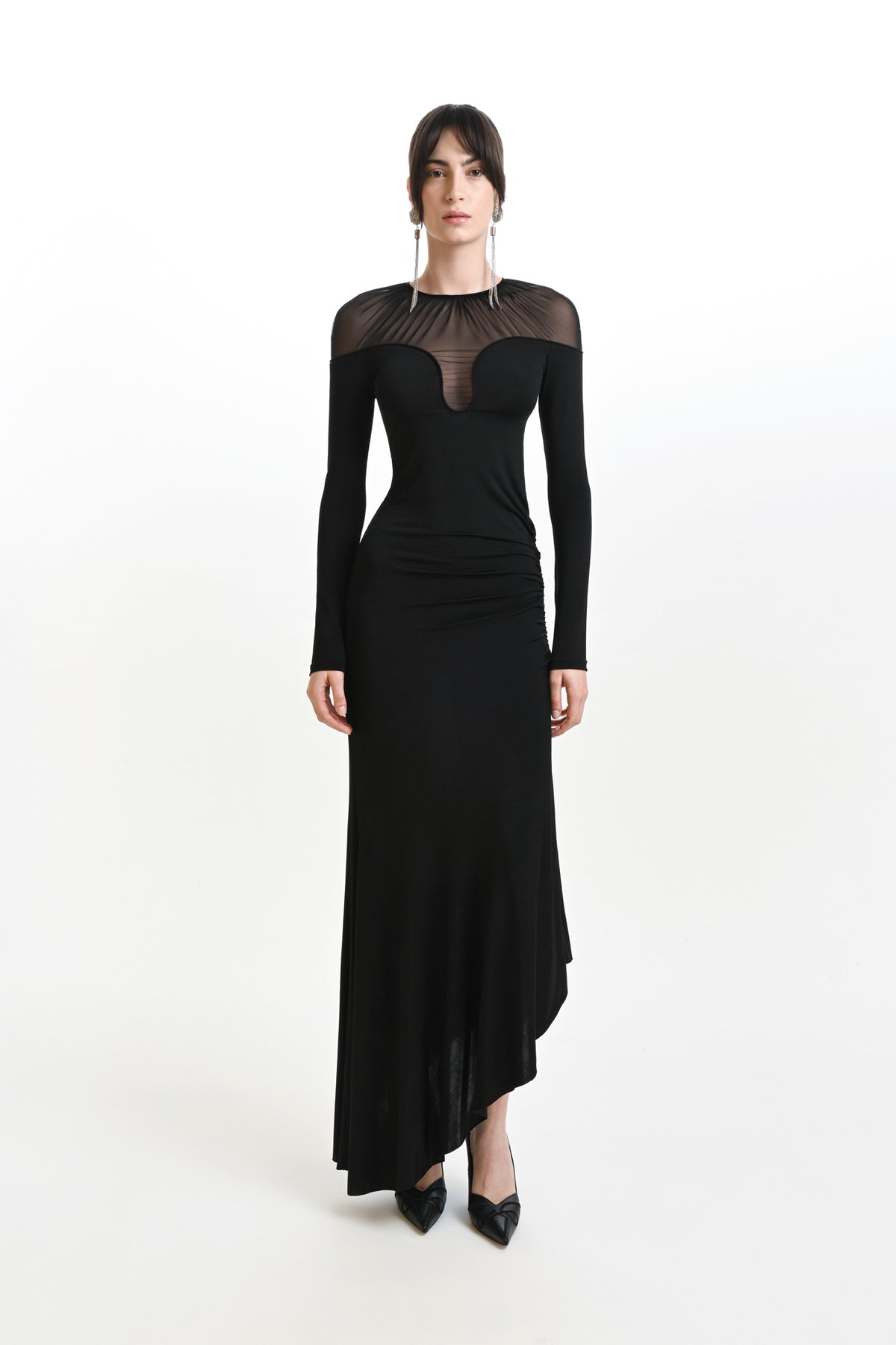 Sheer Top Asymmetrical Dress Materiel Sheer Top Asymmetrical Dress Materiel