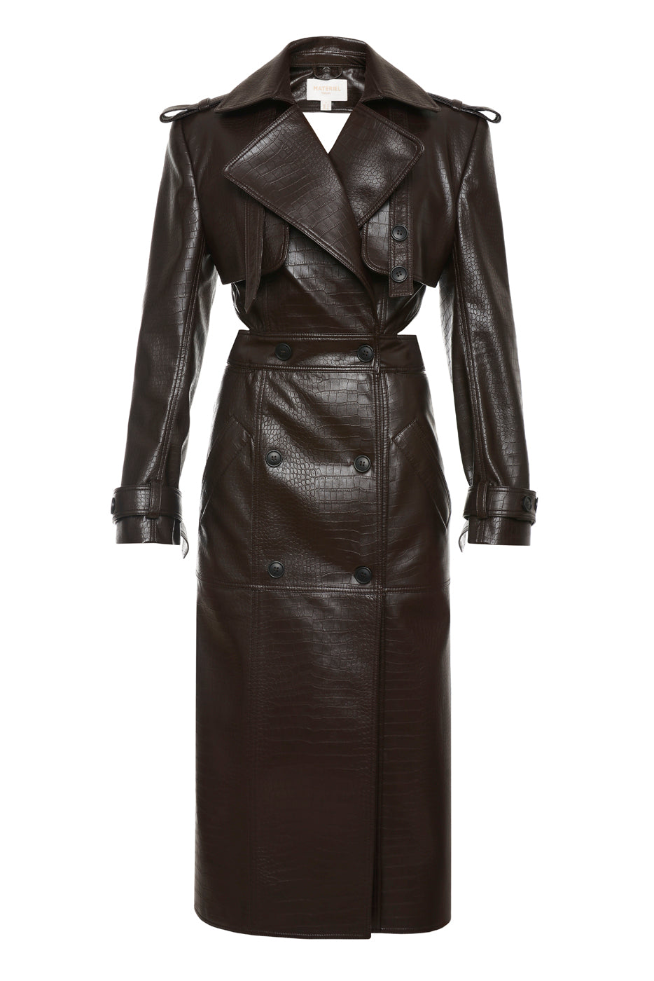 Eco Leather Croc Open Back Trench Coat – Materiel