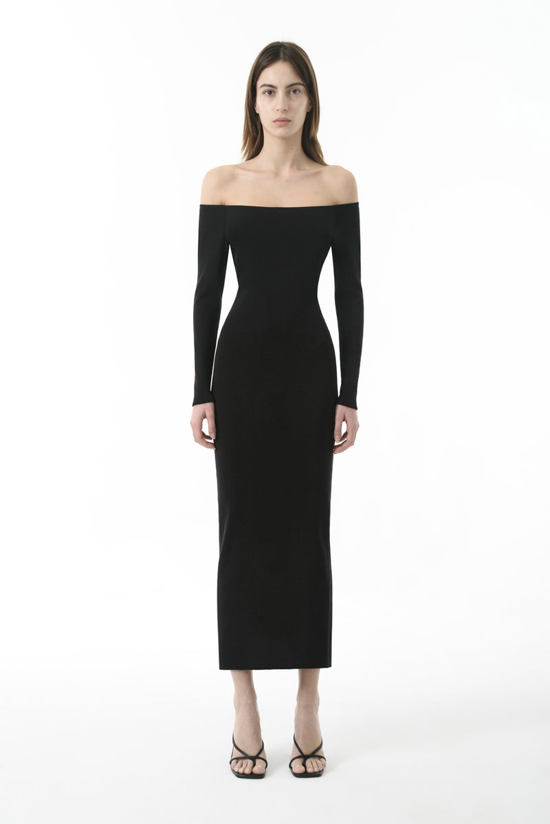 Off-Shoulder Midi Dress Materiel Off-Shoulder Midi Dress Materiel