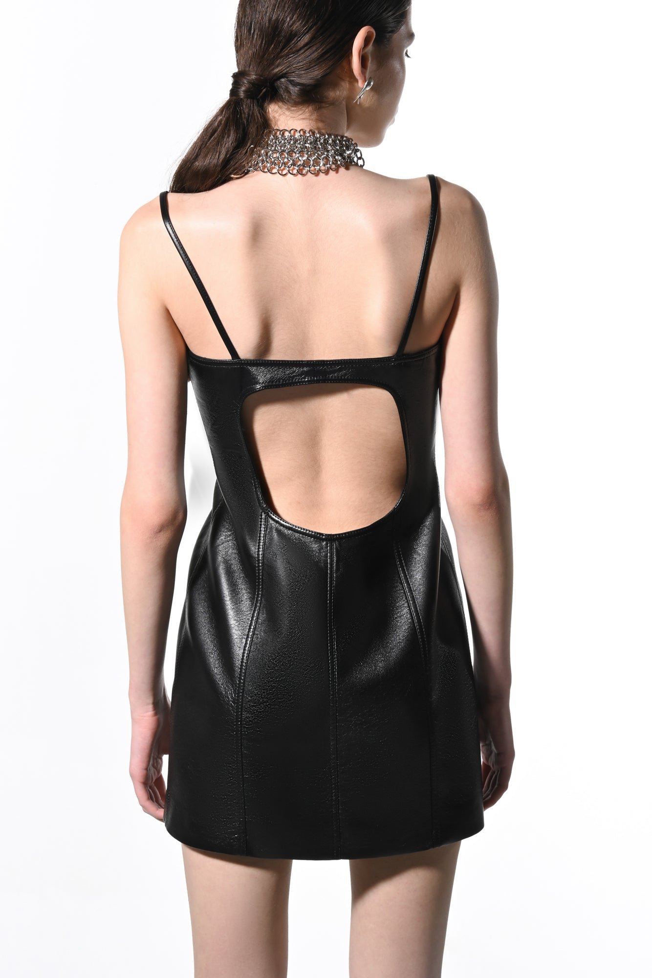 Eco Leather Zip Mini Dress - Image 3