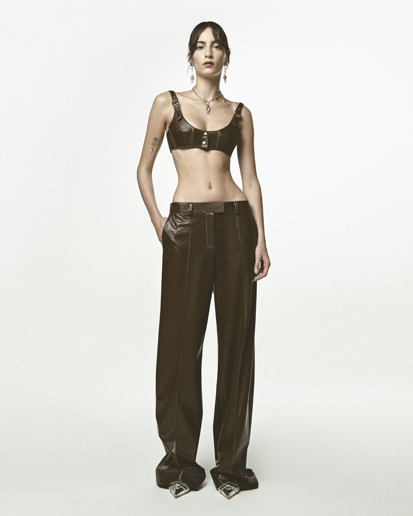 Eco Leather Straight Stitch Pants