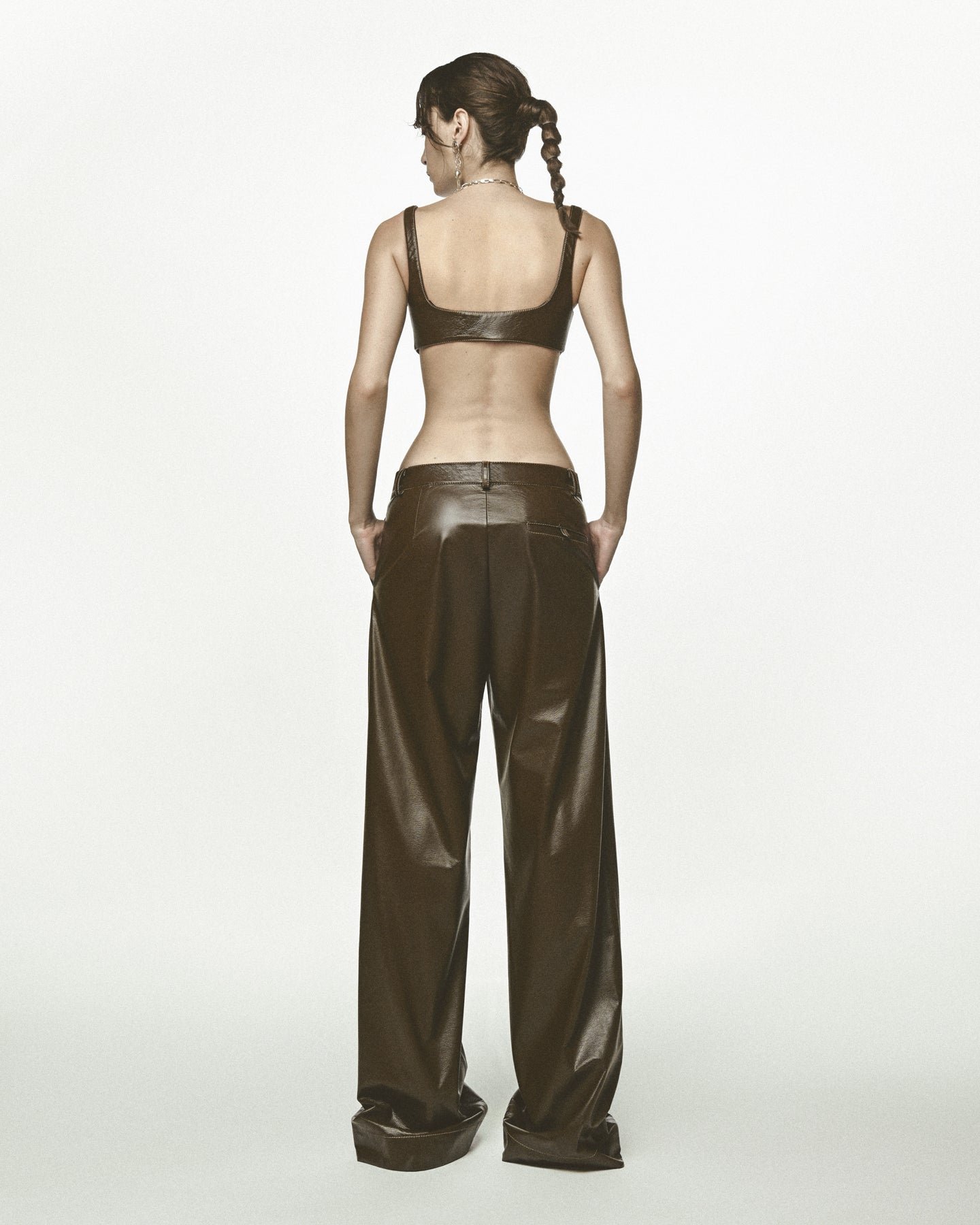 Eco Leather Straight Stitch Pants - Image 2
