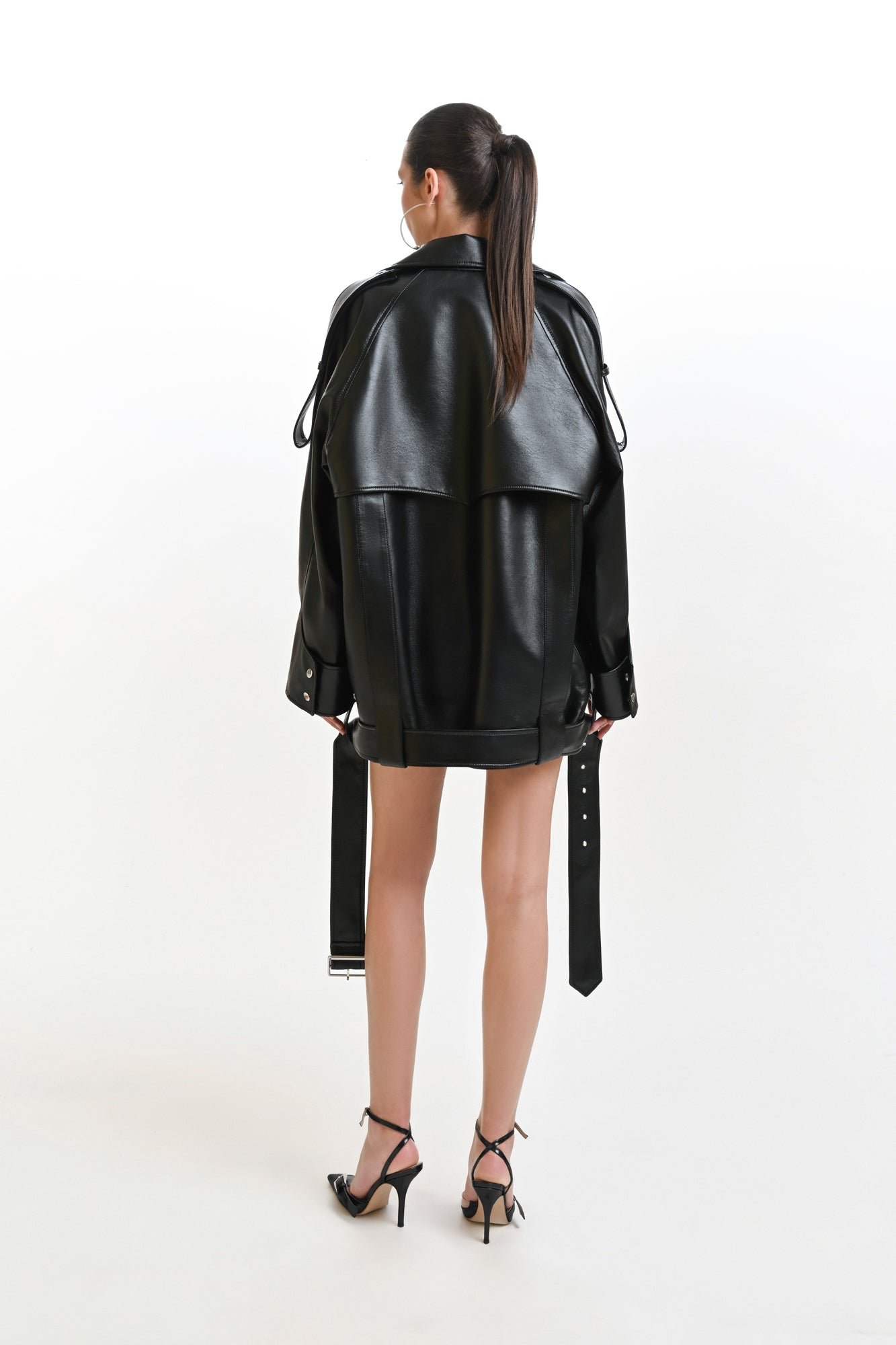 Eco Leather Oversized Biker Jacket - Image 2